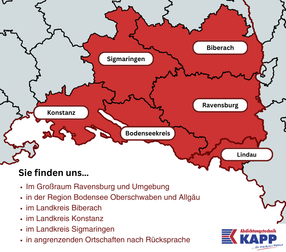 Karte der Einsatzgebiete von Abdichtungstechnik Kapp