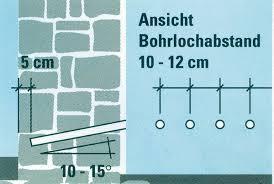 Skizze Ansicht Bohrlochabstand bei der Horizontalsperre